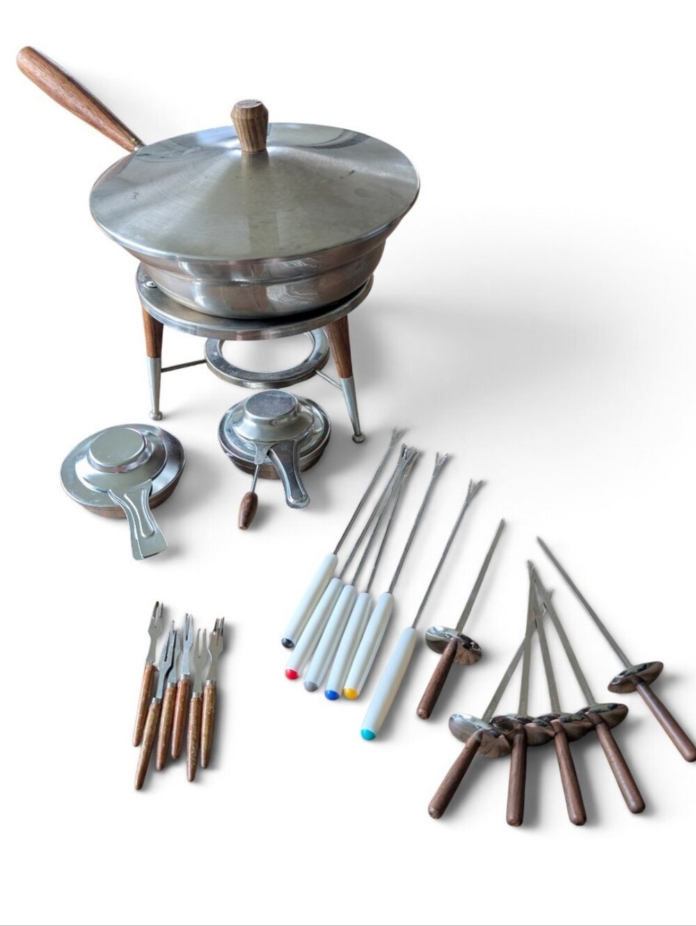 VINTAGE Fondue Pot Retro 1970 Stainless Steel Large Party Bowl